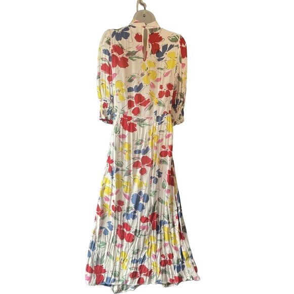 RIXO Red and Yellow Mock Neck Sundress with Puff Sleeves Y2k sz. 4 - Picture 3 of 16